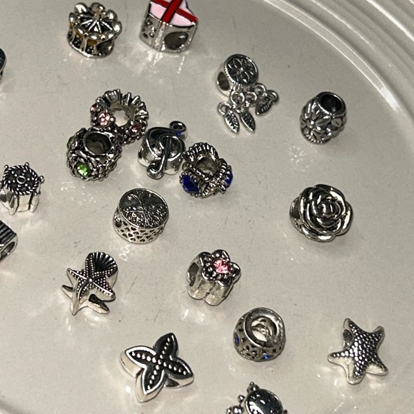 Silver Charm Bracelet Set with Intricate Designs - Picture 2 of 3